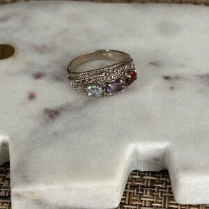 Elegant Multi-Stone Sterling silver ring